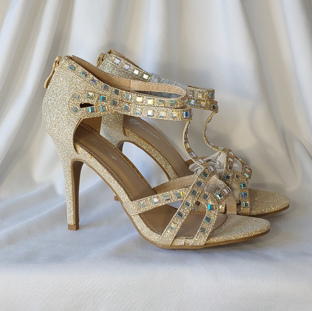 Forever 4" Women's Champagne/Gold Rhinestone 4"